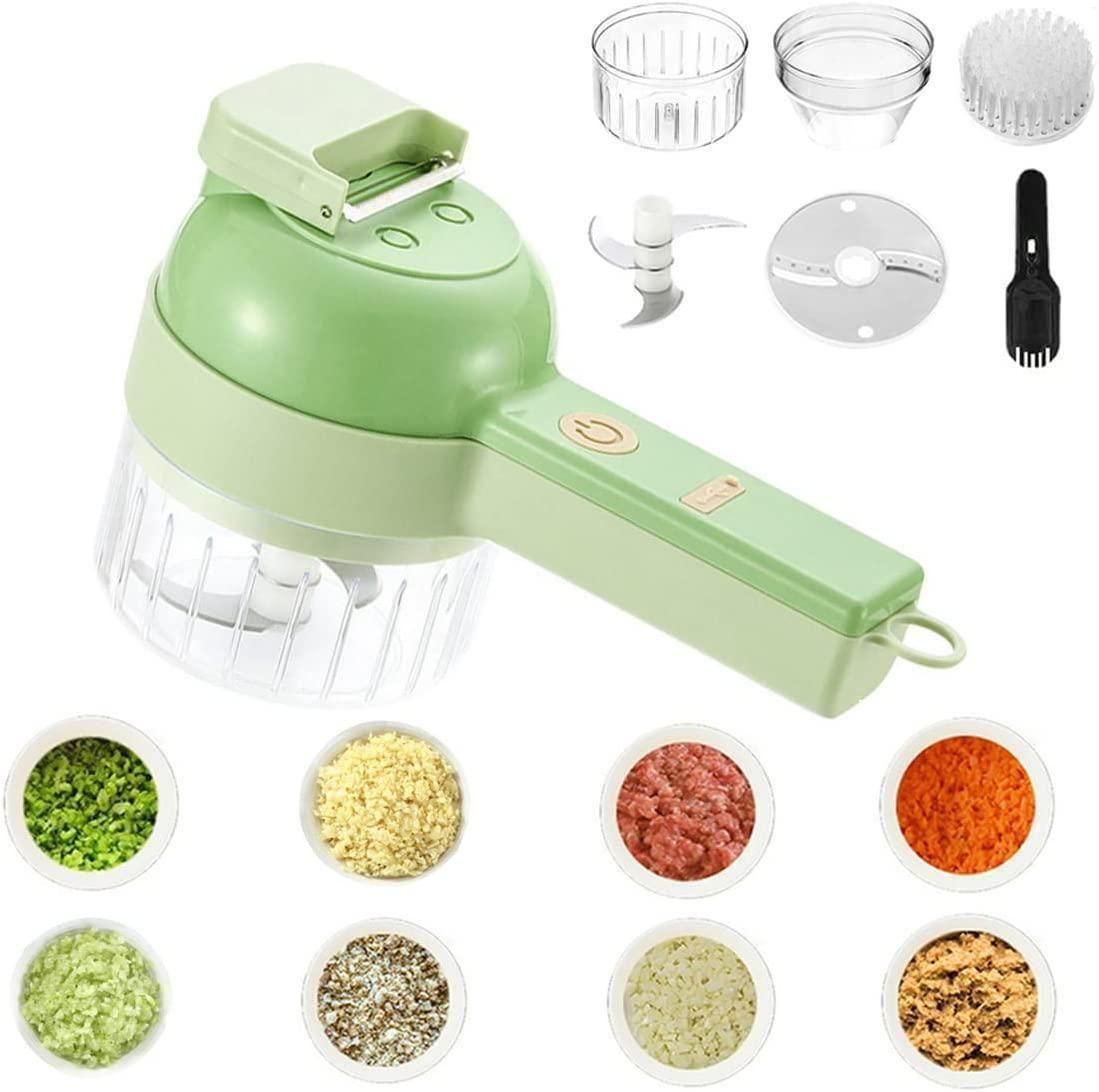 4-in-1 Electric Vegetable Cutter | Wireless Kitchen Chopper | One-Touch Chopping, Slicing & Mincing
