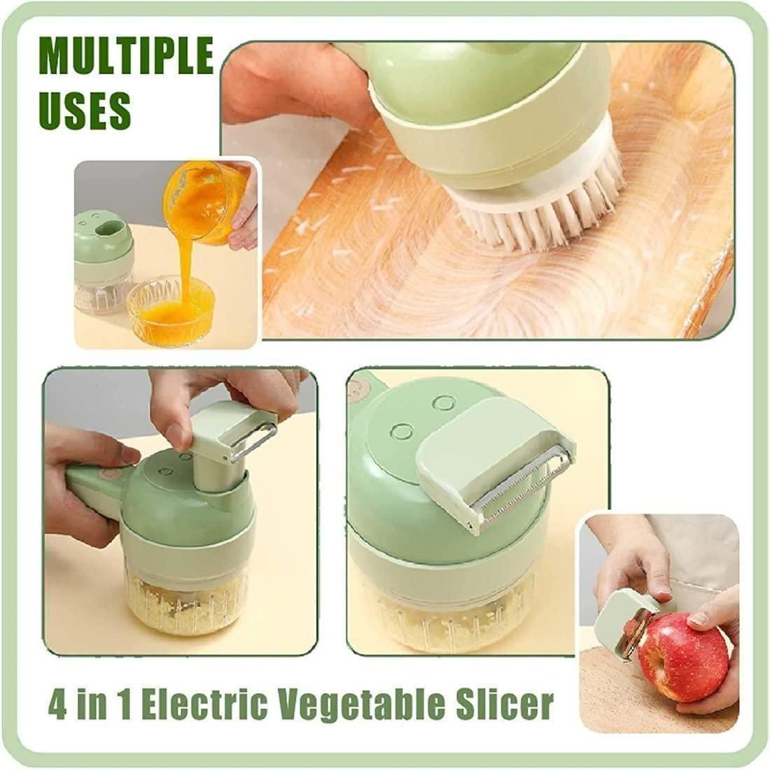 4-in-1 Electric Vegetable Cutter | Wireless Kitchen Chopper | One-Touch Chopping, Slicing & Mincing