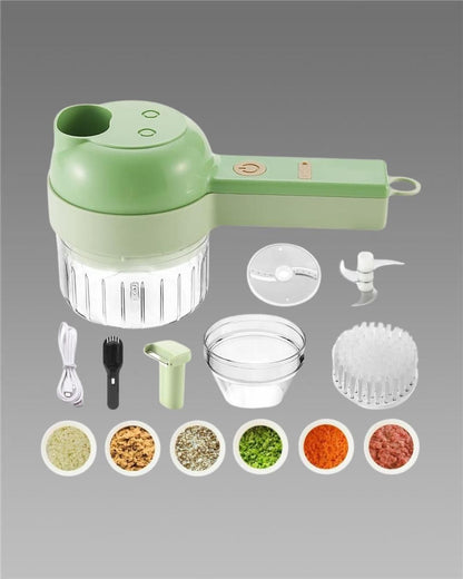 4-in-1 Electric Vegetable Cutter | Wireless Kitchen Chopper | One-Touch Chopping, Slicing & Mincing